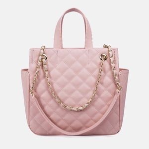 FINAL PRICE $50, was $100. Only 2 left. Gloria quilted vegan leather purse;pink